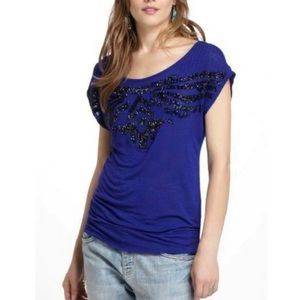 ANTHROPOLOGIE RIC RAC EMBELLISHED EMBROIDERY TOP SIZE M